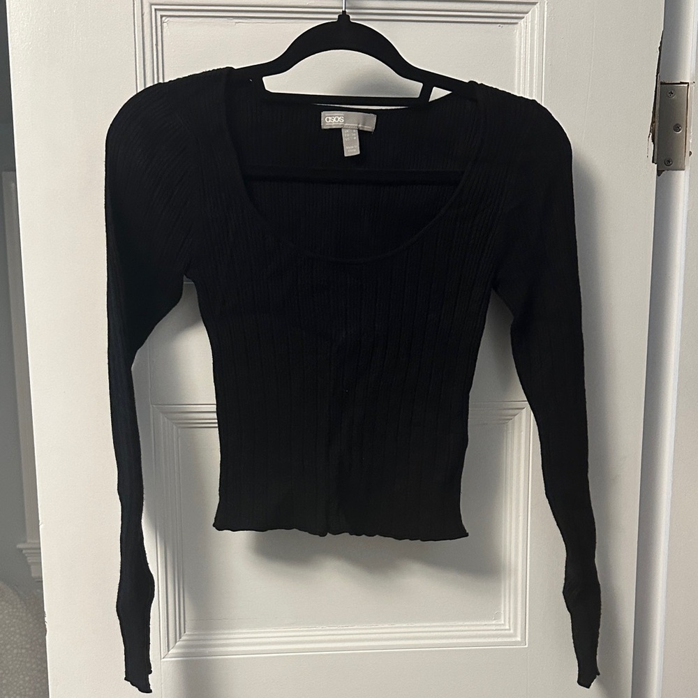 ASOS Black Ribbed Button Down Shirt